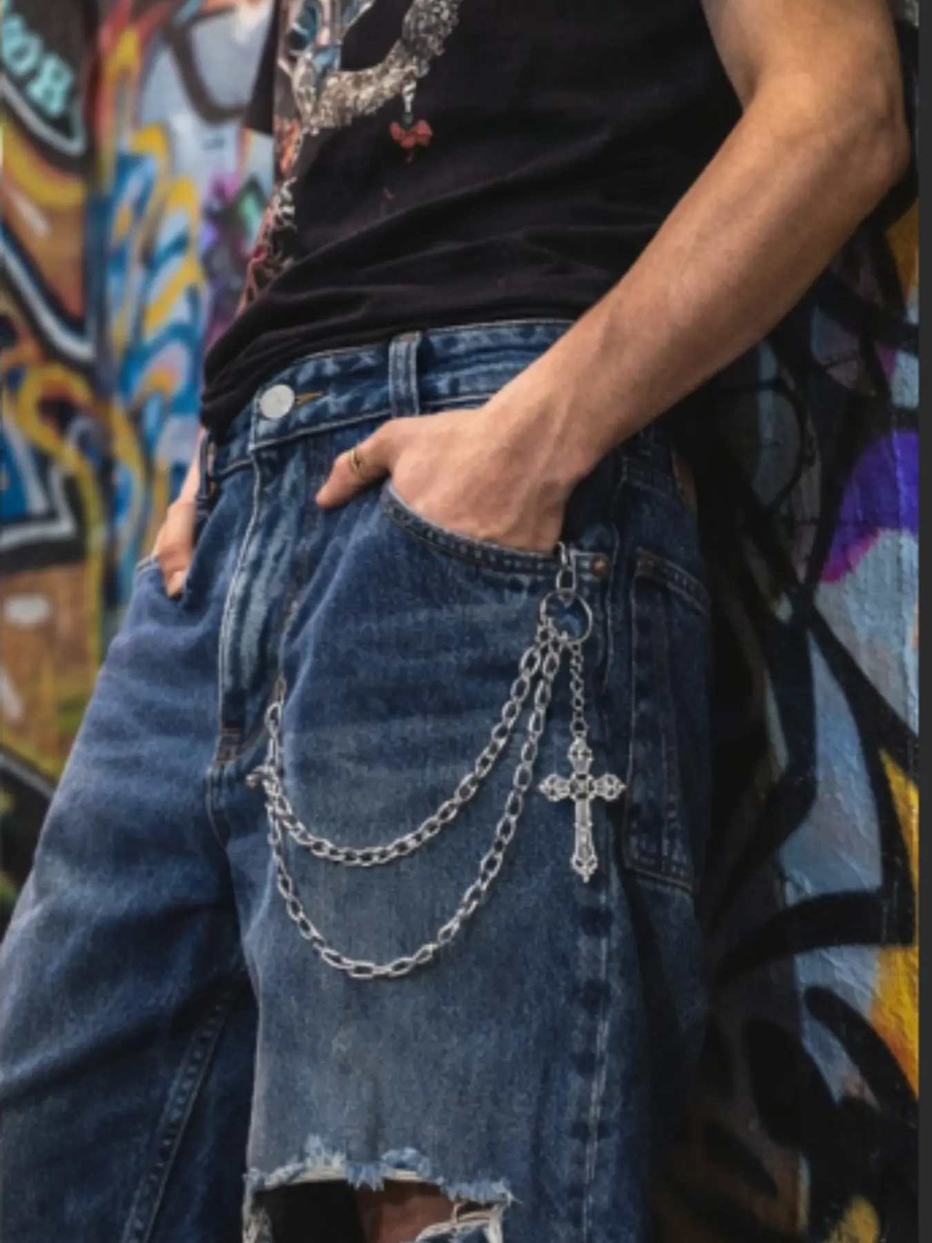 1pc Vintage Multi-layer Fringe Metal Fashion Accesssoriy, Hip hop Punk Style Pants Chain, waist chain, Vintage Waistband Jewelry Gift Wallet Chain，Pocket Chain, Men/women Keychains