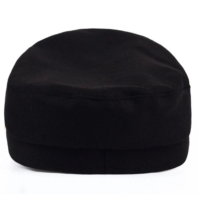 Unisex Crown Wheat Ear Navy Hat Spring Autumn Sailor Hats Men Flat Top Captain Military Caps Women Large Black Beret Caps