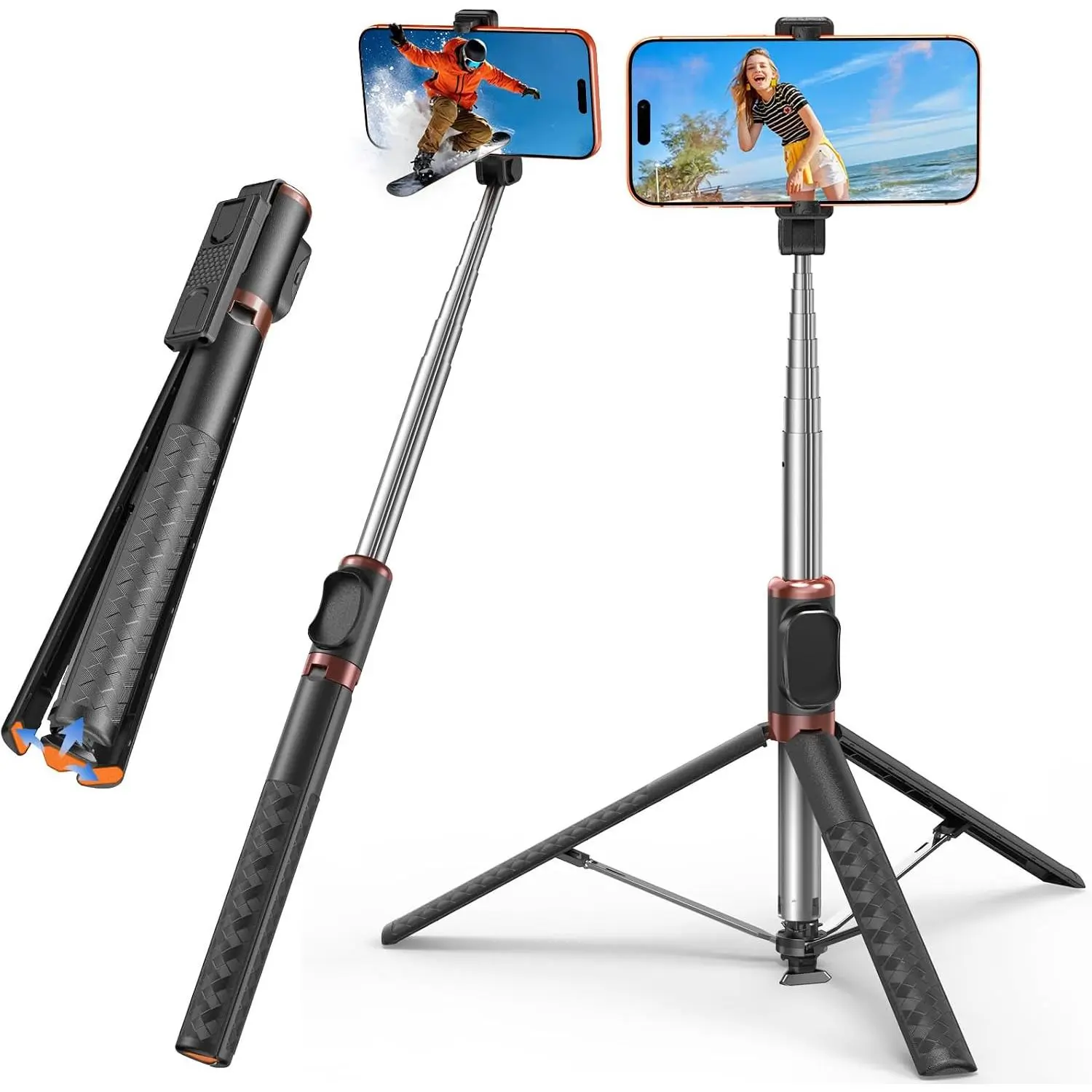 [Auto Open] Phone Tripod for , 67" Selfie Stick Tripod | Lightweight  Phone Tripod Stand with 360° Rotation for Video Recording, Travel, Vlog, Live Stream, without Remote