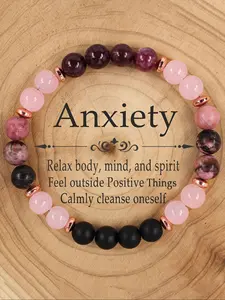 Natural Stone Garnet Beaded Bracelet for Women, Anxiety Relief Positive Energy Relaxation Jewelry Gift, Relaxing Meditation Accessory for Friends