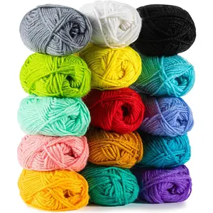 15x20g  Yarn for Crocheting - Soft Knitting Yarn for Crafts Multicolor Skeins for Crocheting DIY Bulk for Handicraft Knitting Scarves Ideal  for Beginners Adults