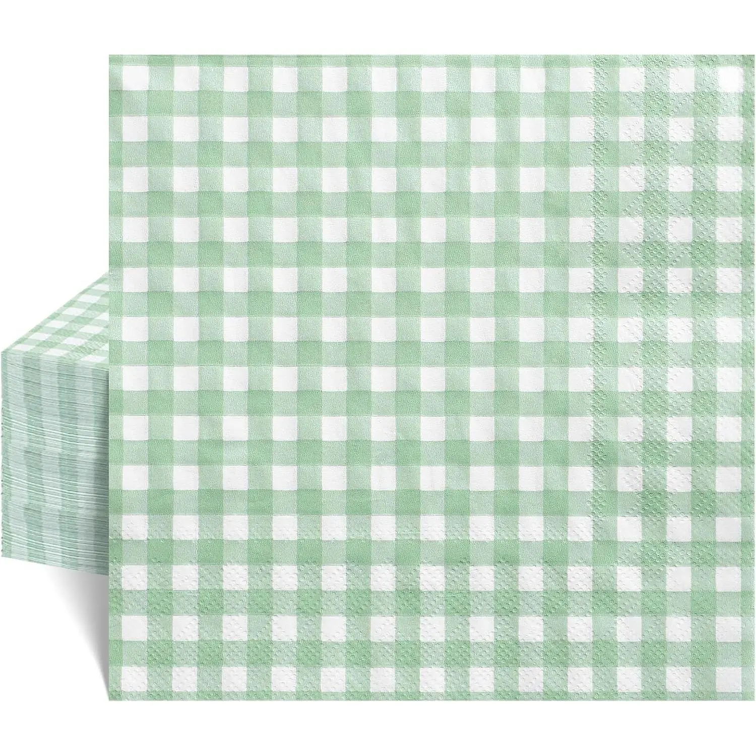 80 count Gingham Napkins, 6.5X6.5 Inch Sage Green Napkins Green and White  Paper Napkin for Picnic, Camping, Wedding,  & Bridal Shower