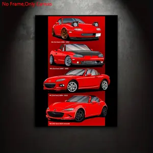 1 piece/set frameless canvas painting print poster, minimalist style vehicle art, classic sports car MX-5 Miata evolution, a perfect gift for Japanese JDM culture enthusiasts, ideal gift for bedroom, living room, dorm hallway, kitchen, mural, wall decor