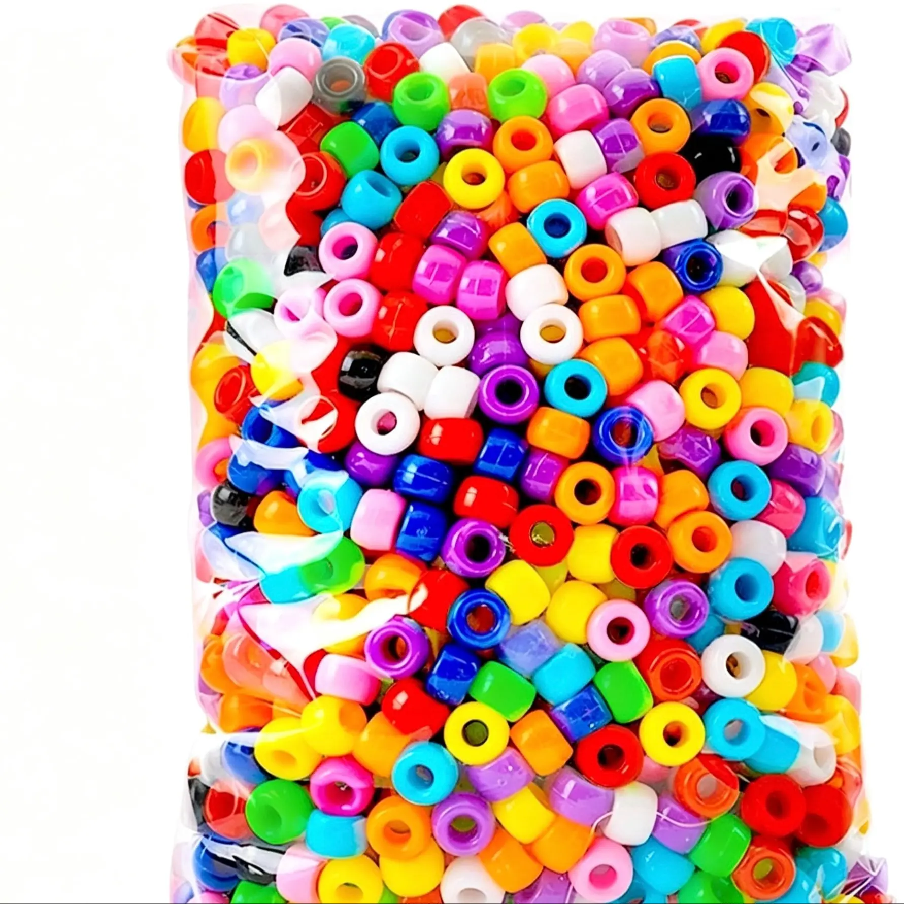 1200 Bulk Large Hole Beads, Multicolor Rainbow Plastic Beads, DIY Hair Braiding, Friendship Bracelets, Kandi Jewelry Making