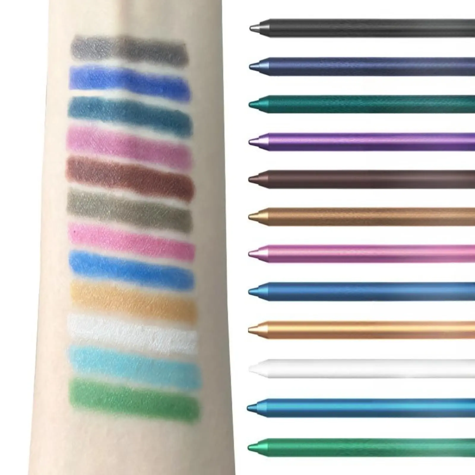 12Pcs Colorful Eyeliner Pen Set, Matte Pearl Glitter Shimmer Dual Use Eye & Lip Liner, Waterproof Long Lasting Eye Makeup Pencils for Women Daily Cosmetics