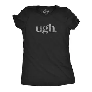 Womens Ugh.T Shirt Funny Sarcastic Eye Roll Graphic Novelty Vintage Tee Funny Womens T Shirts Cute Vintage Fashion Casual Ladies T-Shirt Gift Funny Introvert Top Women's Novelty Tees Black