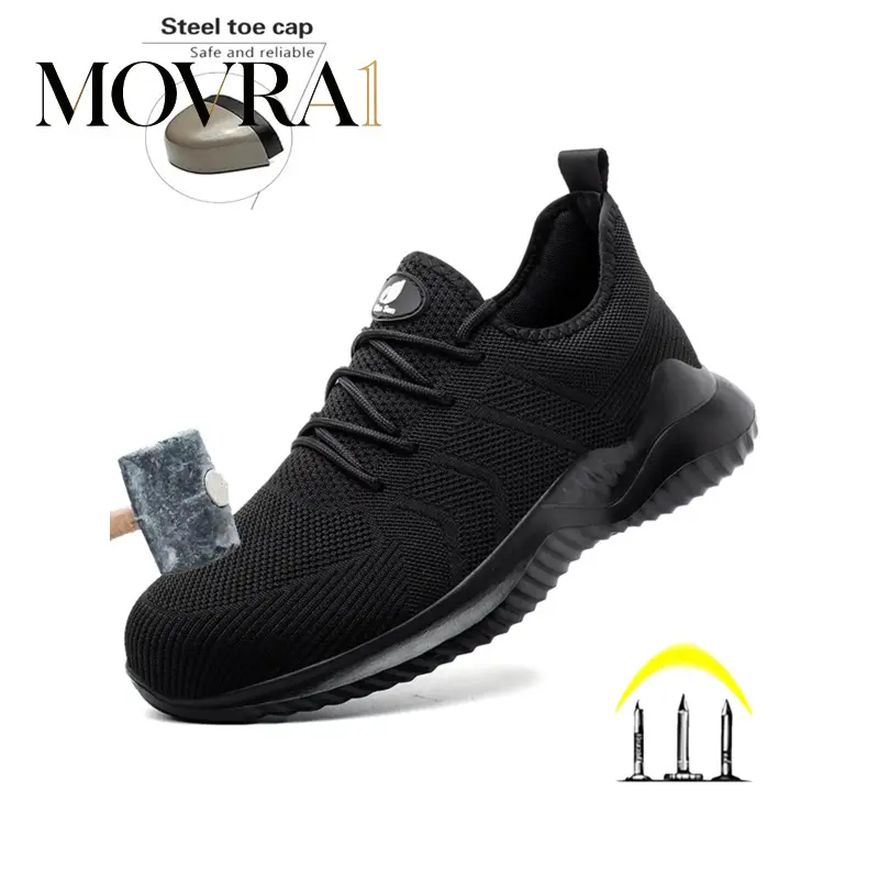 MOVRA1 Steel Toe Shoes Men Work Shoes Safety Footwear Lightweight Safety Sneakers with Puncture Resistant Anti-smash Comfortable fashion Indestructible Shoes Construction Work Steel Toe Cap Safety Work Boots