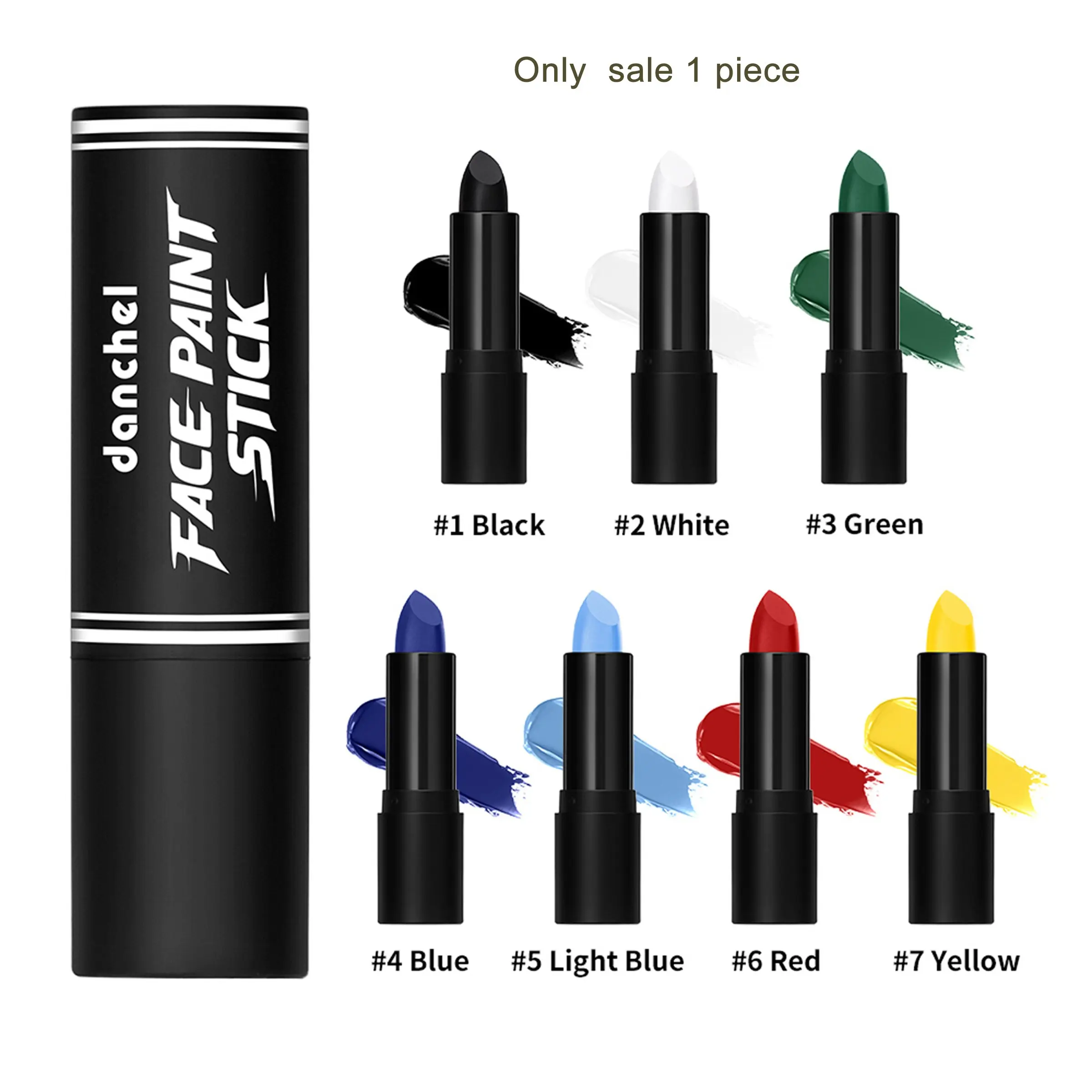 DANCHEL Face Paint Stick, 7 Colors Waterproof Body & Face Painting Crayon, Halloween Christmas Cosplay Costume Party Makeup Body Paint Stick for Festival Stage Fancy Dress Gift
