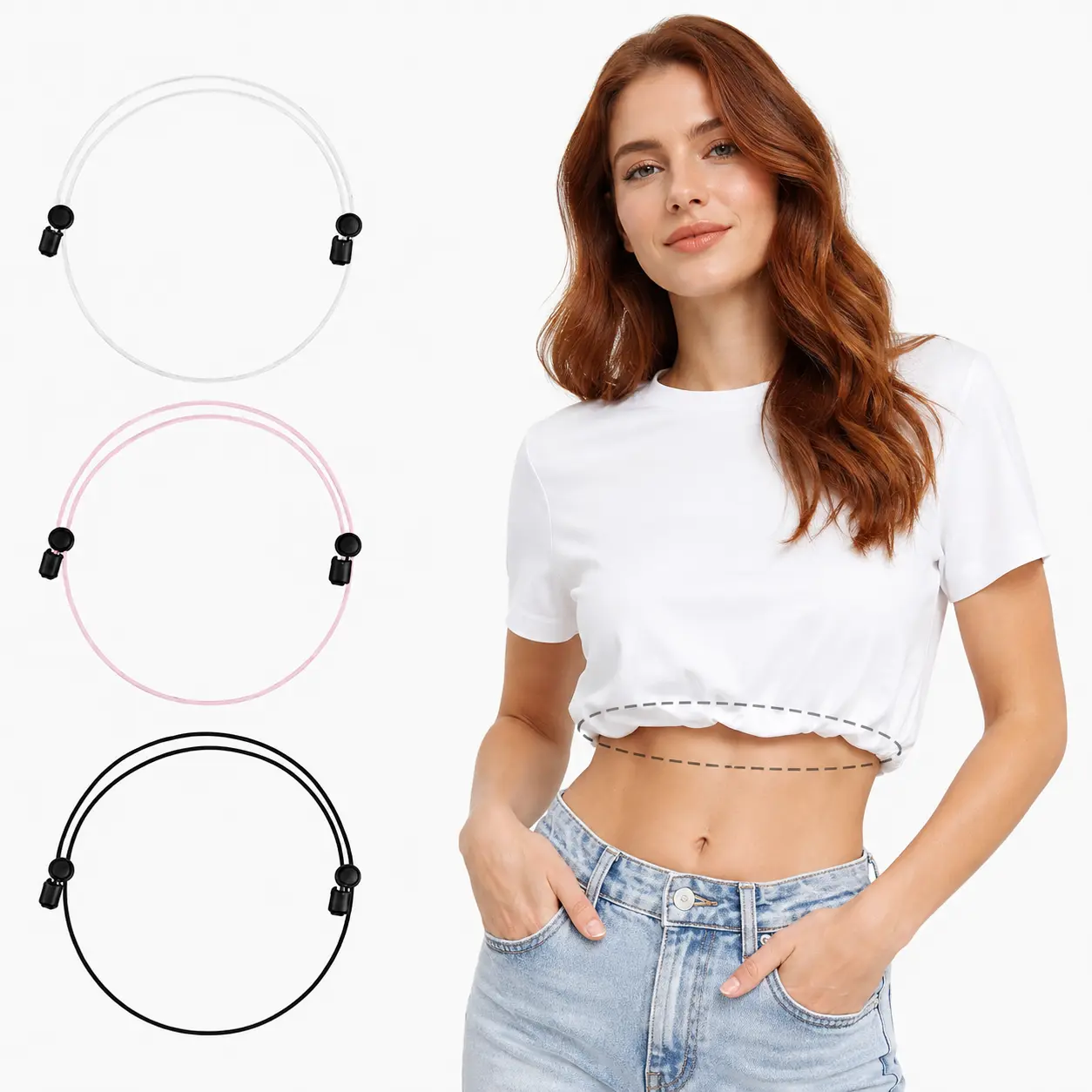 3Pcs Shirt Tuck Band Women,Adjustable Tool for Sweater and Shirts,Elastic Crop Bands to Change The Style of Your Tops #Summervibes