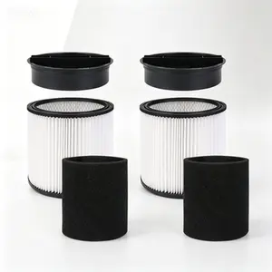 2 Pack Wet Dry Vacuum Filter Cartridge with Lid, Compatible with Shop-Vac 90304 90350 90333 903-04-00 9030400 90585, Replacement HEPA Cartridge for 5 Gallon and Above Wet Dry Vacuum Cleaners, Reusable High Efficiency Filter