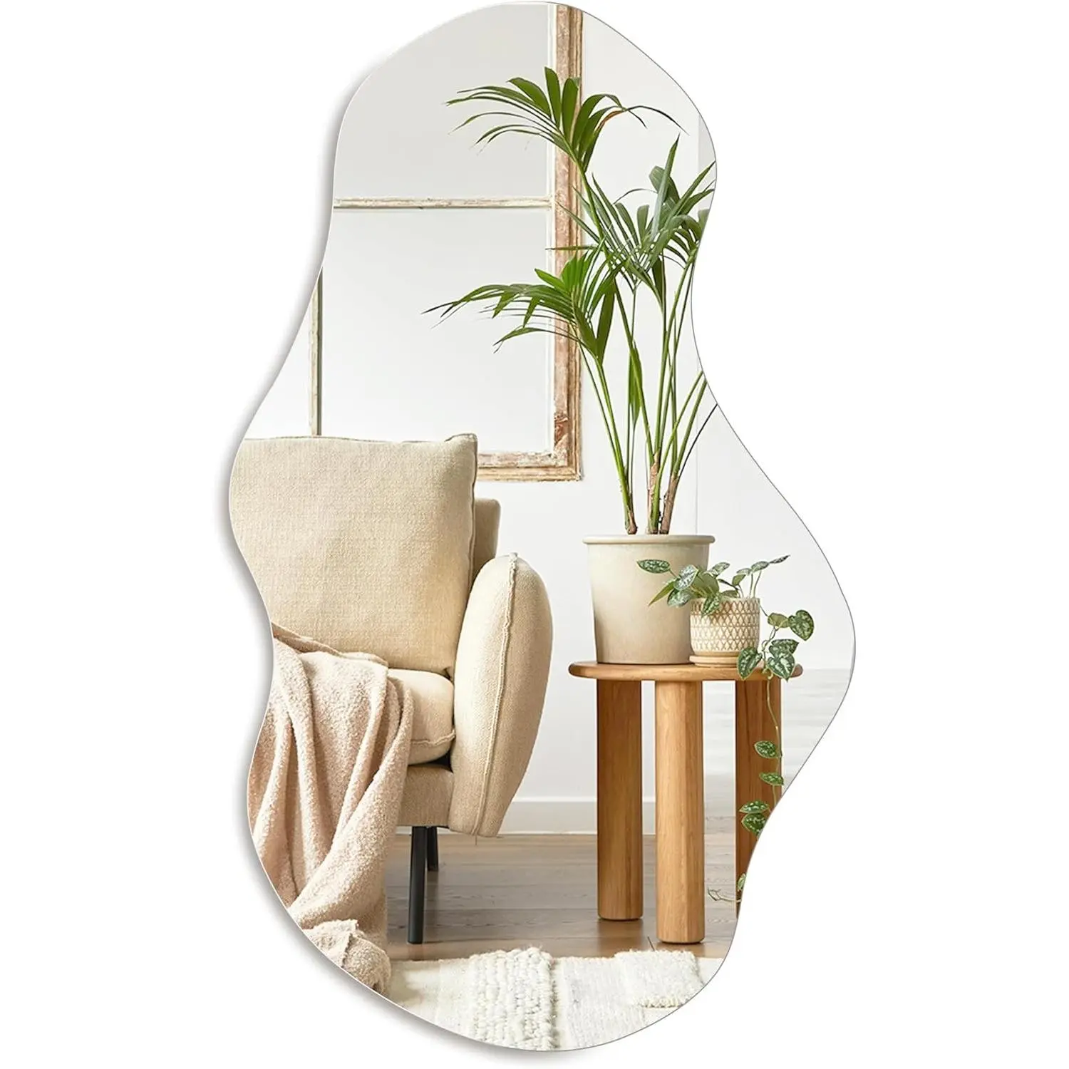 Irregular Wall Mirror Asymmetrical Mirror, 28''x17'' Decorative Modern Mirror for Bathroom Bedroom Living Room Entryway, Cloud Frameless, Wall Mounted (28''x17'', Cloud)Gift.