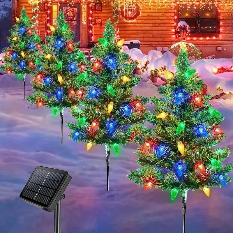 Solar Christmas Tree Lights Outdoor Garden Pathway Decorations, 8 Modes LED String Light Set for Holiday Decoration & Lighting Needs