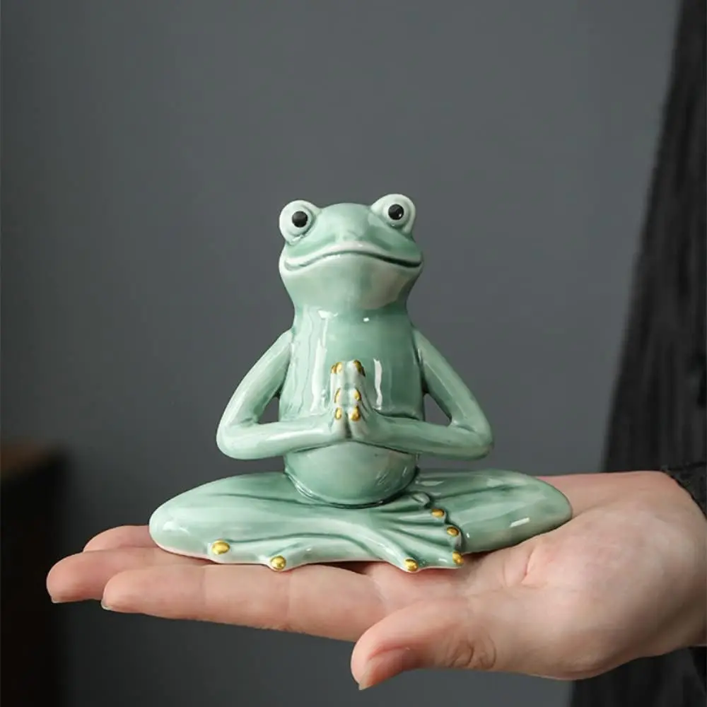 Ceramic Zen Frog Decor, Ceramic Yoga Pose Meditation Frog Staute for  Zen Decoration - Prayer