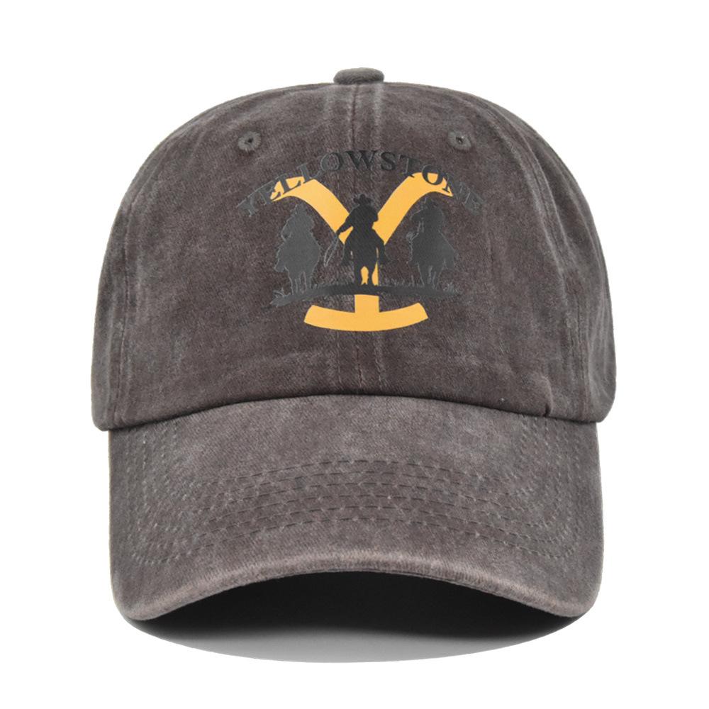 Cross-border European and American Y-print baseball cap, YELLOWSTONE embroidered duckbill cap, washed and distressed curved brim Yellowstone cap