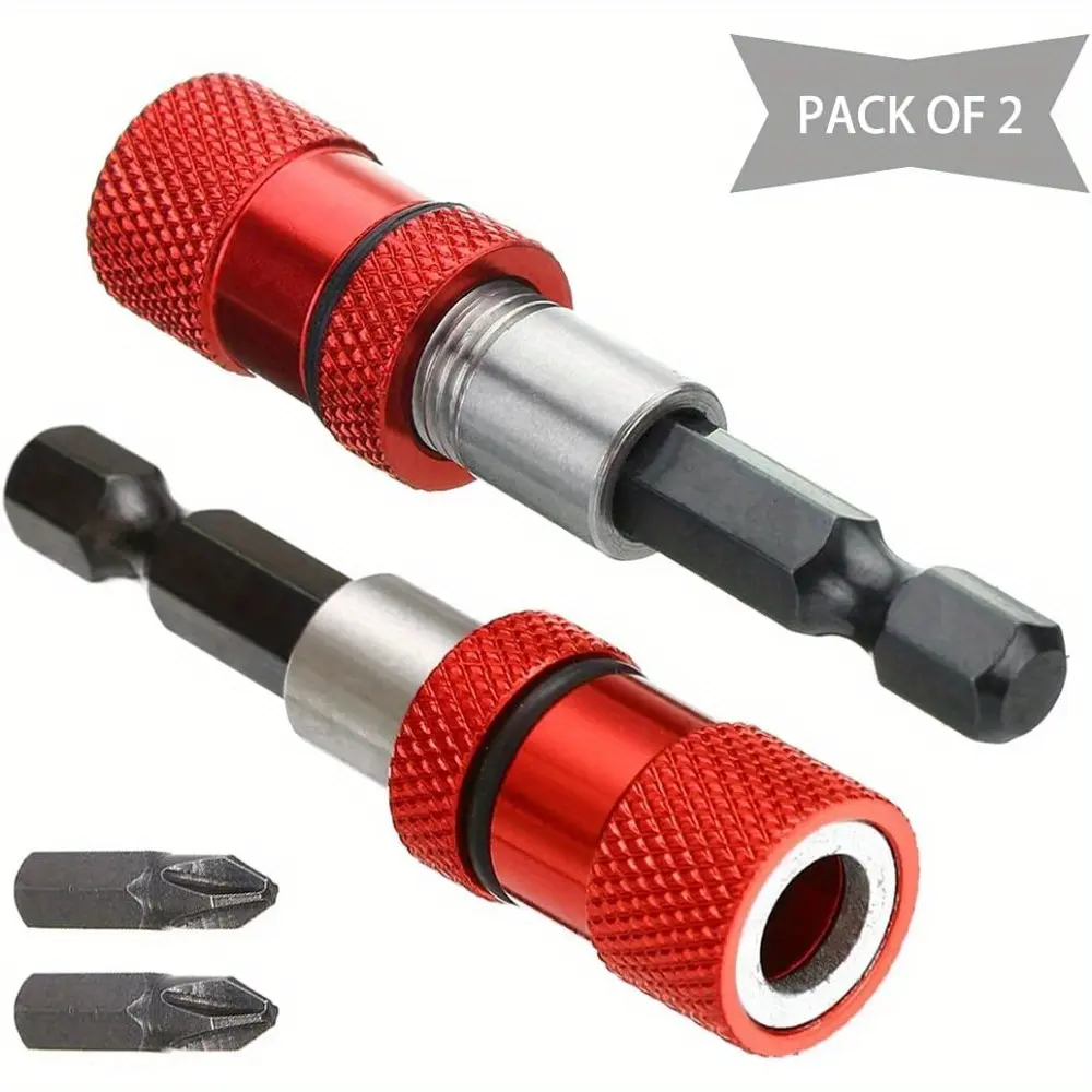 Adjustable Screw Depth Driver Bit Holder, Magnetic Steel Drywall Tool, 1/4 Inch Hex Handle, S2 Cross Screwdriver Bits, 2 Pieces