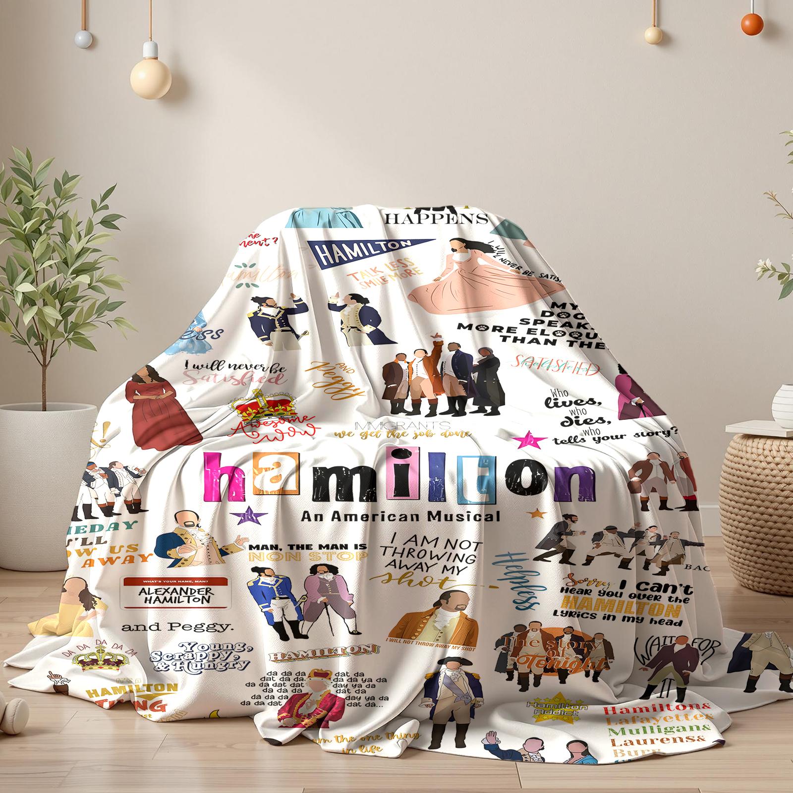 Hamilton Musical flannel blanket, an ideal birthday or Christmas gift, suitable for bedrooms, sofas, and offices.