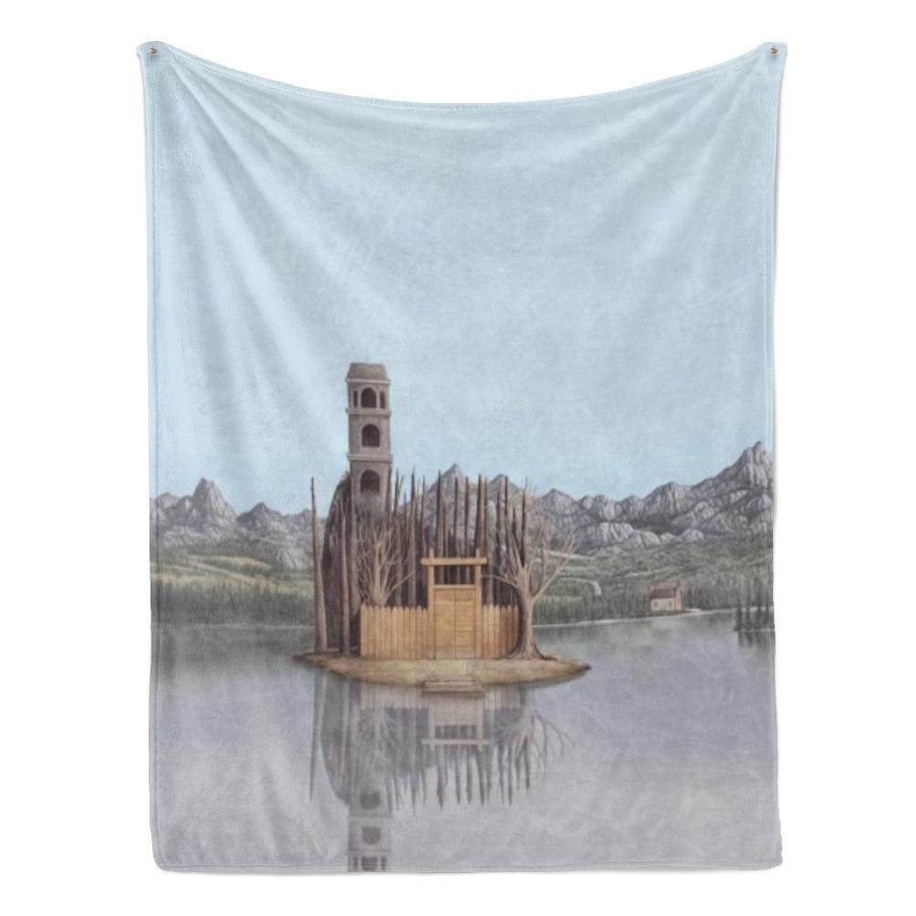 Rusty Lake Theme Flannel Blanket Surreal Mystery Game Throw Soft Cozy Plush Blanket for Couch Sofa Bed Indie Puzzle Art Aesthetic Home Decor Lightweight Travel Blanket Gamer Fan Collection Gift All Season Comfort Decorative Bed Cover