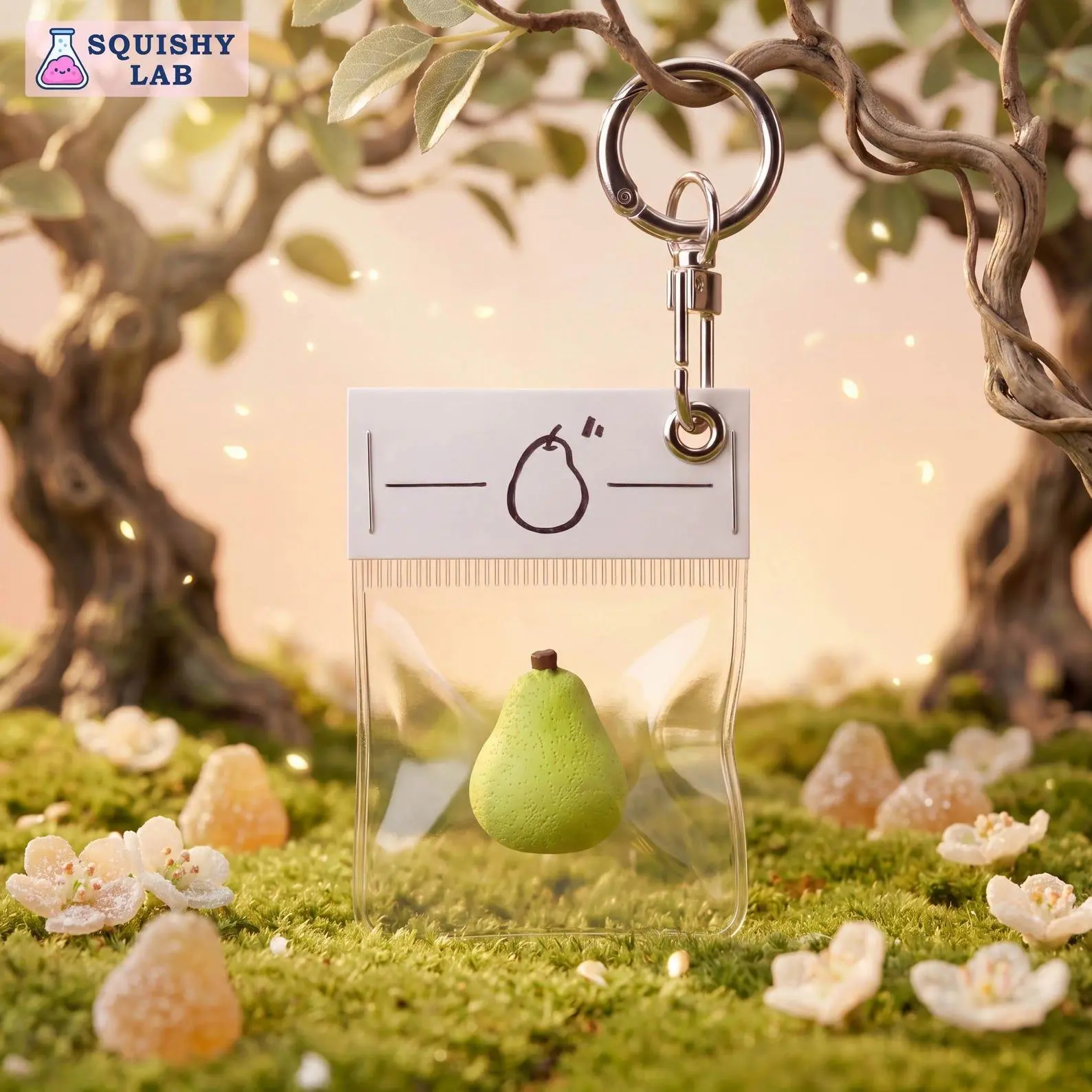 Green Pear Squishy Keychain – Food-Grade Silicone Comfort Companion