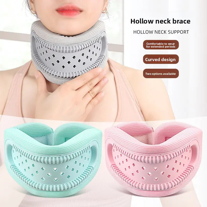 Anti-Bow Cervical Spine Neck Support Brace with Neck Tilt Orthotics - Adjustable Unisex Posture Correction Aid, Breathable Moisture-Wicking Fabric, Foam Core, Hook & Loop Closure, Ergonomic Curved Design, Sports Protective Gear for Office Use