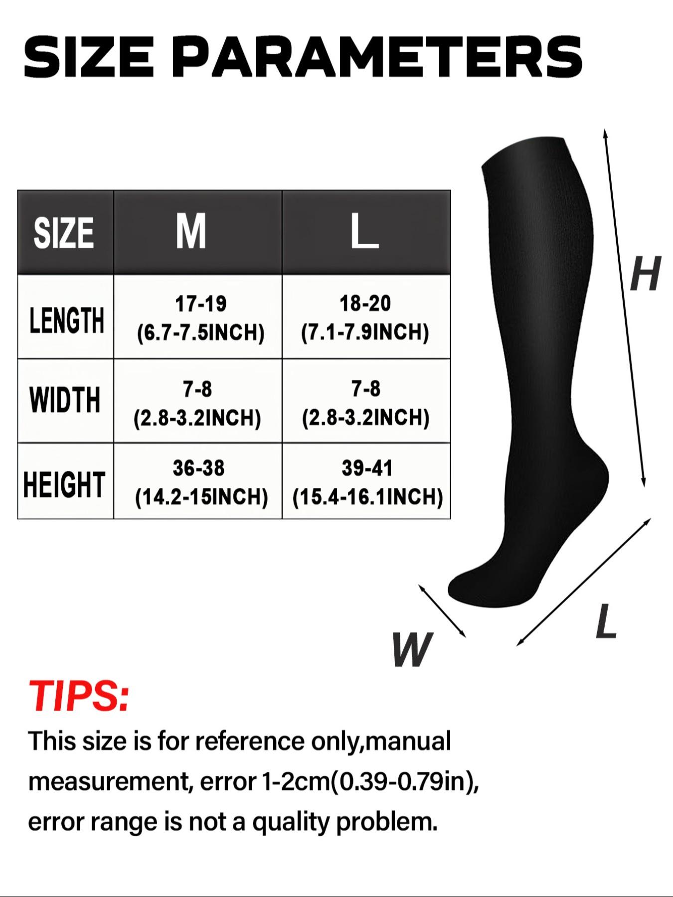 6 pairs of men's and women's compression socks wide calf elastic socks men's and women's booster socks for circulation, running, nurses, pregnant women Support for blood circulation Various colour patterns available, Compression Athletic Socks