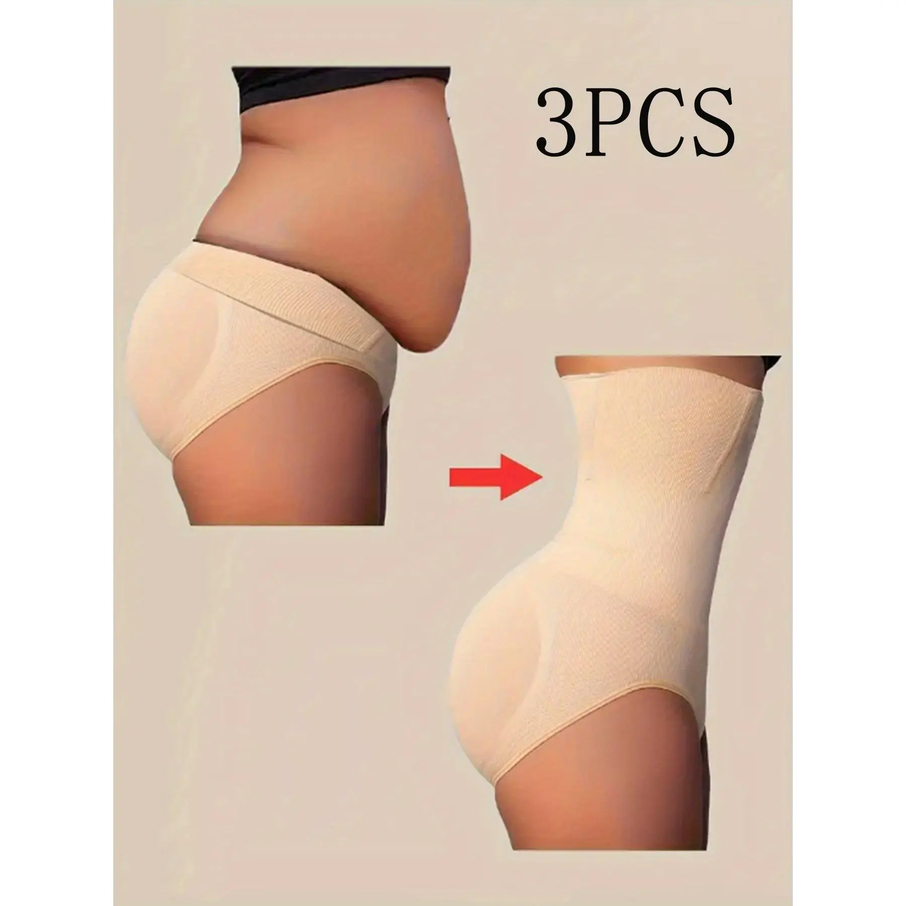 Women's 3pcs High-Waist Tummy Control Stretchy Shaper Shorts - Lightweight Seamless Solid Color Compression Underwear for Women, Fit Comfortable Everyday Fabric, Butt Lifter, Waist Trainer for Posture Support & Body Contouring