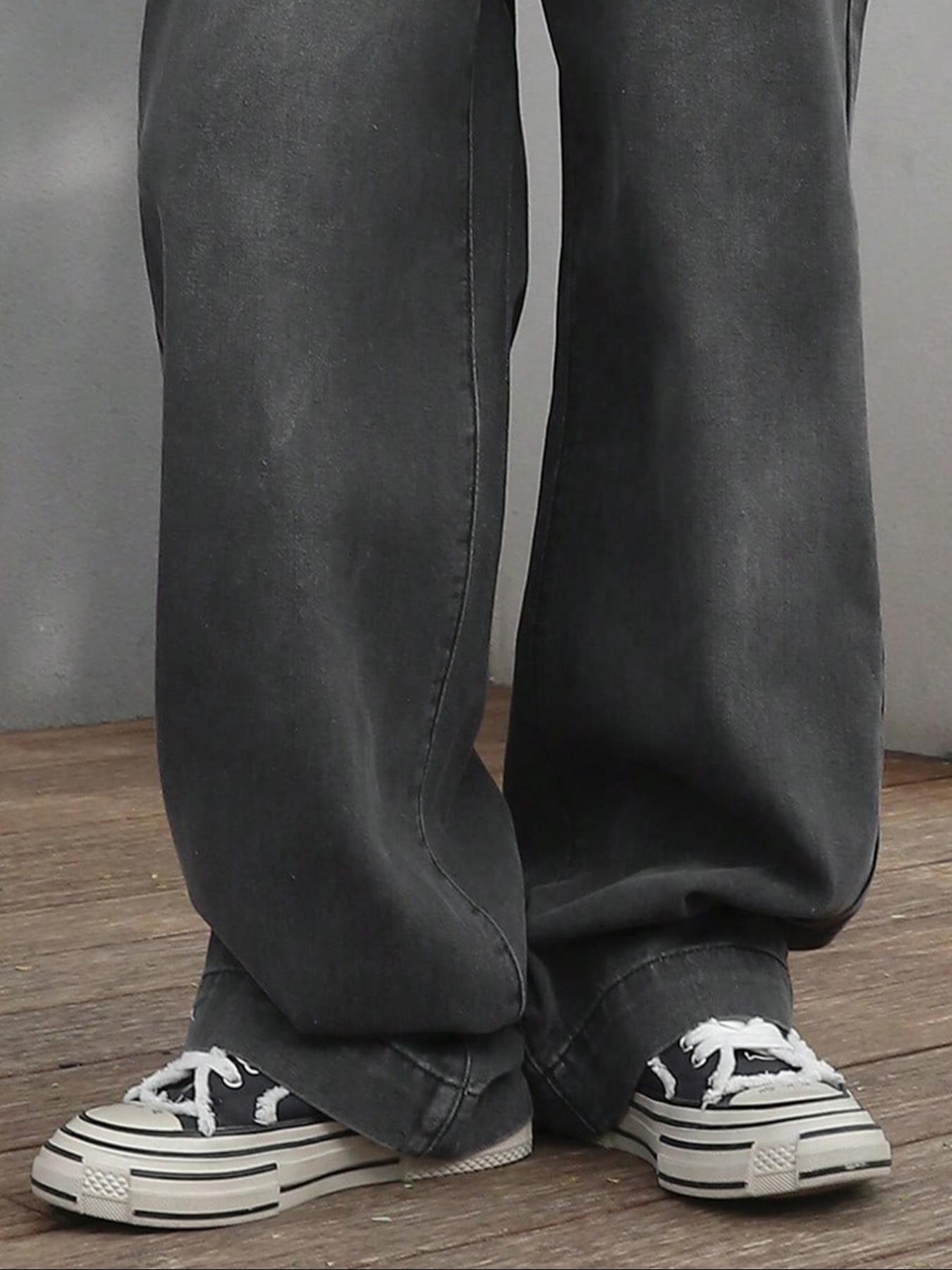 Men's Wide Leg Jeans, Loose Casual Comfy Denim Trousers for Daily Wear, Fashion Men's Bottoms for All Seasons, Pants, Menswear