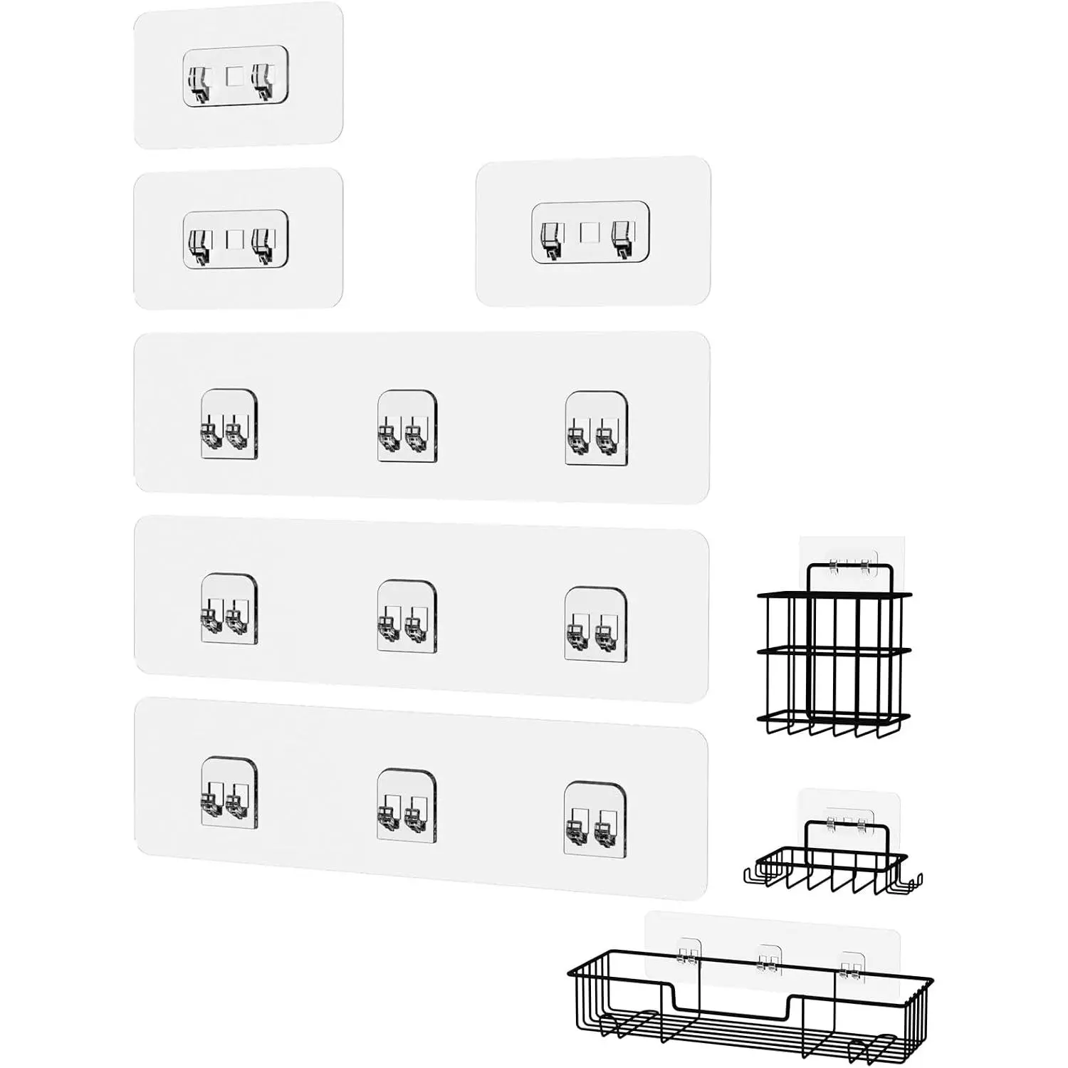 Shower  Adhesive  Stickers, Shower Organizer Adhesive  Strips (Transparent - 6 Packs)
