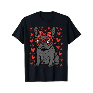 180gFrench Bulldog Heart Glasses Funny Valentine Frenchie Dog T-ShirtMen's Cotton T-Shirt