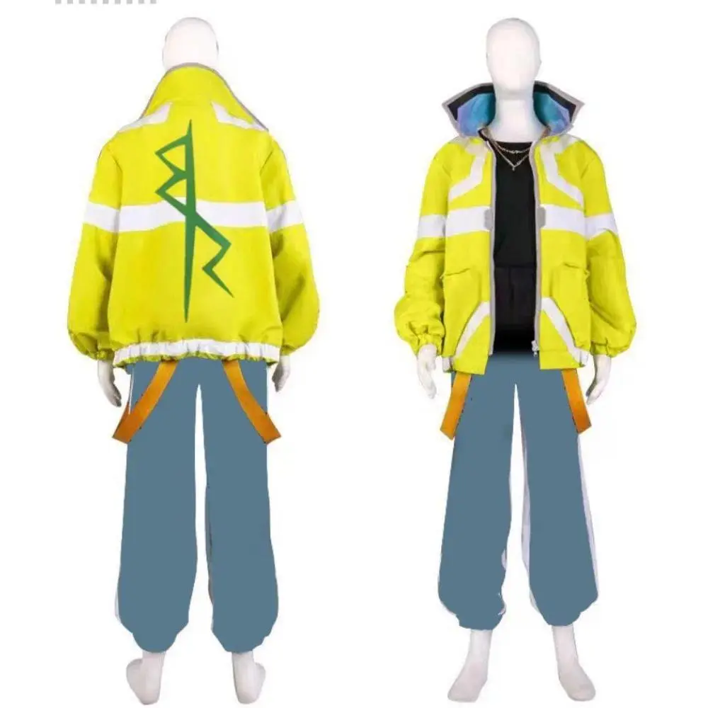 Anime Edgerunners David Martinez Cosplay Costume Stand Collar Jacket Hoodie Zipper Coat Pants Punk Adult Men Halloween
