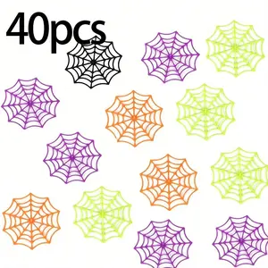 40pcs Random Color 2.17in Spider Web, Halloween Simulation Plastic Spider Web Decor, Suitable for Bedroom, Outdoor, Window Halloween Decoration Gift