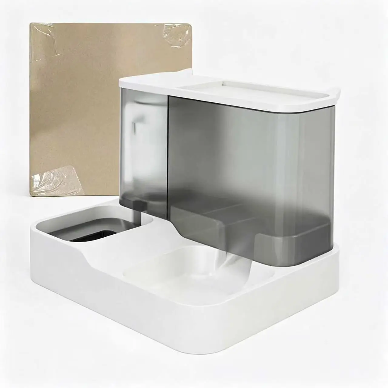 4L Large Capacity Pet Automatic Feeder and Waterer Set, Visible Storage Box, Dual Bowl Gravity Feeding Station, Suitable for 2-3 Dogs