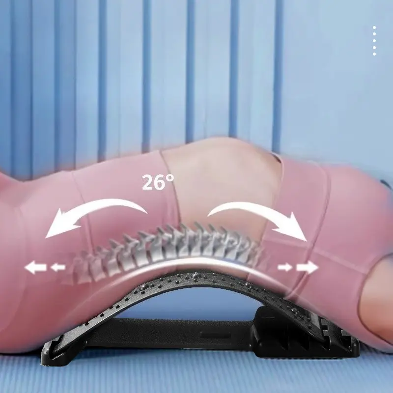 Lumbar Relaxer, a home back alignment and stretching device, Back Stretcher, with adjustable height support plates, suitable for yoga, fitness, and massage. Stress relief—ideal for home and gym use