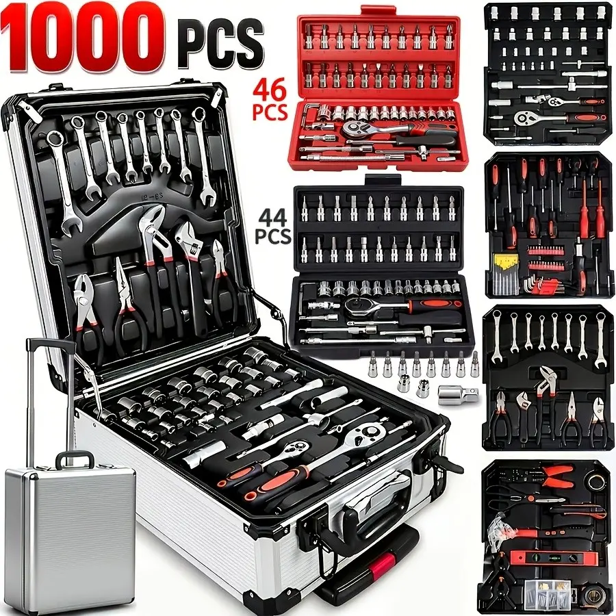 44/46/1000-Piece Professional Tool Kit, Multi-Functional Toolbox for Home & Auto Repair, Compact & Portable, Perfect Gift for DIYers, Experts, Men & Dads