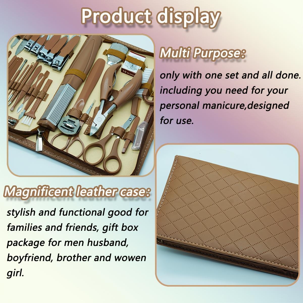 Professional Nail Clipper Set with Leather Storage Case, 10/42pcs Stainless Steel Nail Clippers Kit, Cuticle Pusher, Manicure & Pedicure Tool for Home & Salon Use