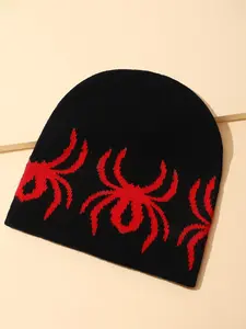 Fashion Spider Print Knit Hat, Trendy Warm Casual Cap, Outdoor Versatile Travel Beanie, Stylish Woolen Hat for All Seasons