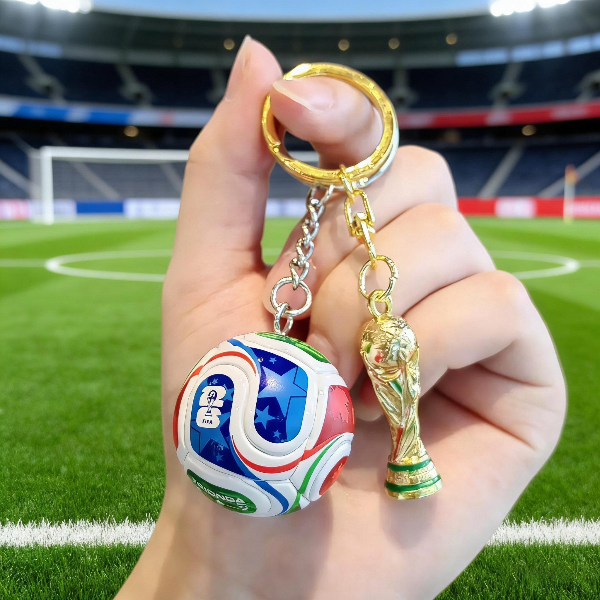 Aesthetic 2026 World Cup Keychain - 3D Gold Trophy Soccer Pendant, Trendy Backpack Accessory, Soccer Fan Keepsake, Durable Sports Souvenir Keyring