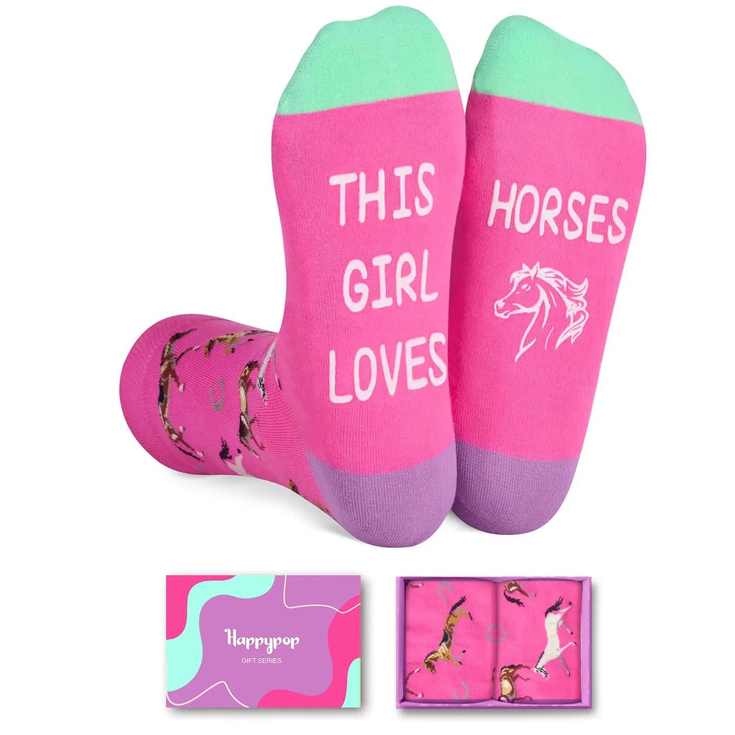 HAPPYPOP Fuzzy Horse Socks Women Funny Equestrian Socks Girls, Novelty Horse Riding Gifts Horse Gifts Equestrian Gifts Girlfriend Wife Mom Her