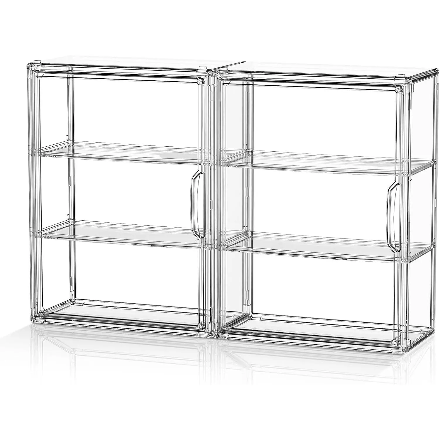 3 Tiers Clear Display Case for Figures Collectibles 2 Pack Wall Mounted Hobby Figurine Display Case, Display Box for Action Figures, Car Model, Funko