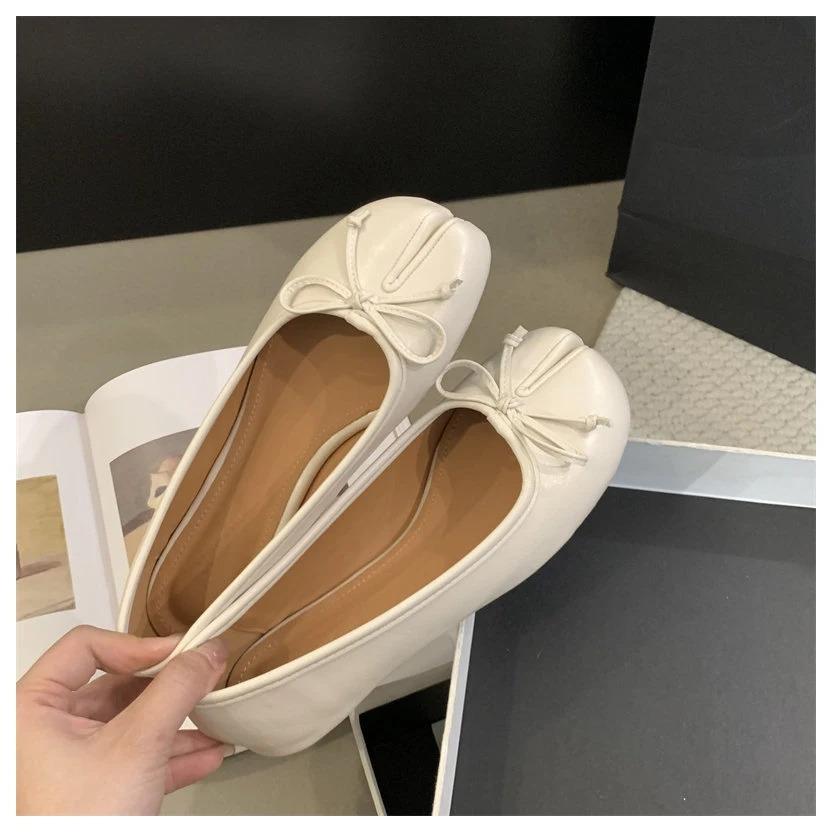 New Women Flats Soft Ballet Shoes Slip On Loafers Soft Moccasins Tabi Ninja Casual Shoes Mujer Ladies Shoes Bow Knot Mujer