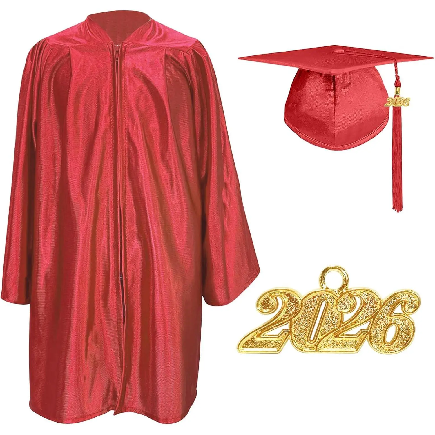 Classic 2026 Preschool Graduation Cap and Gown Set with Tassels, Elastic Band, Breathable Cloth, Solid Colors for Toddler Kids (Multi-Size)