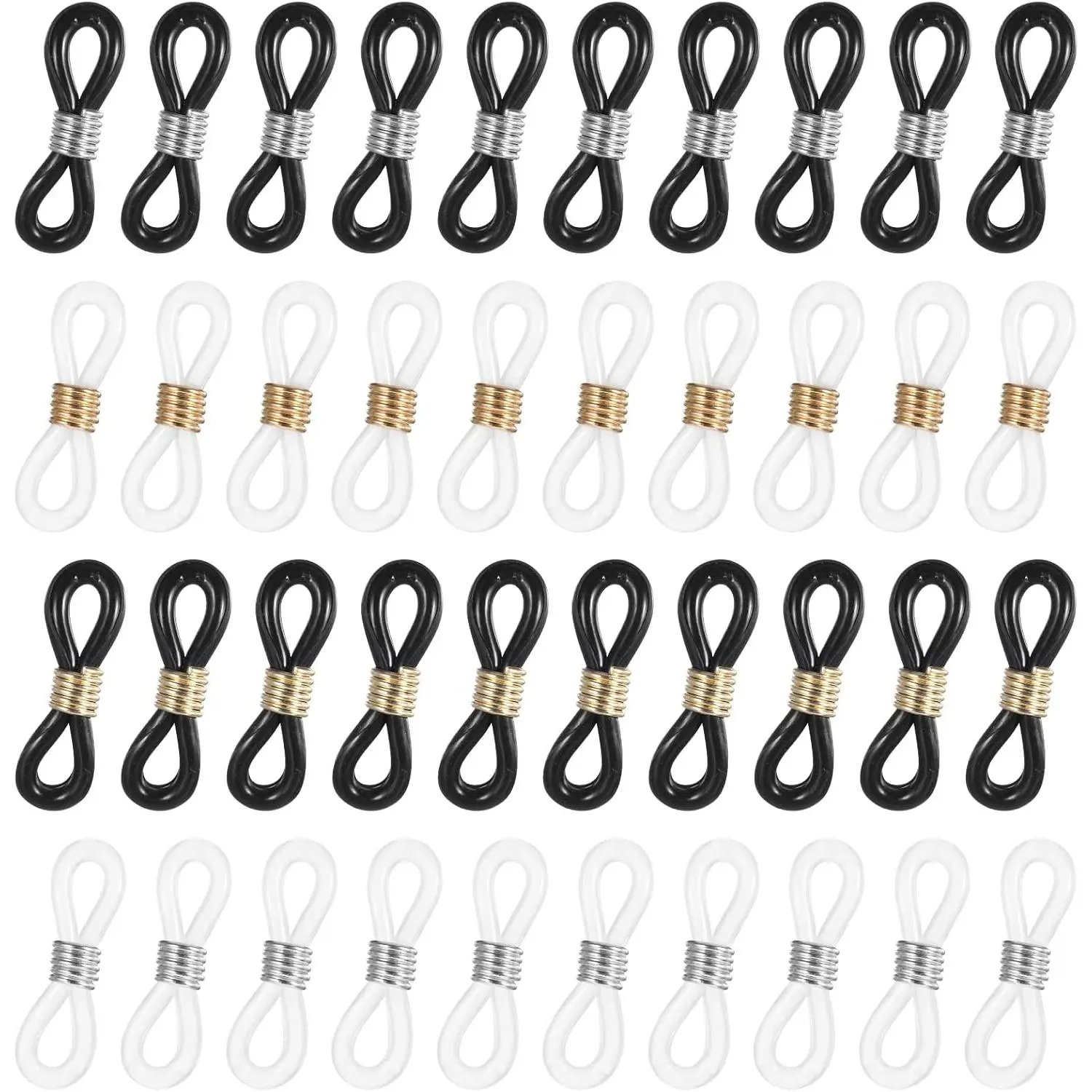40 count Eyeglass Chain Connector, Glass Holders for Women Eyeglasses Sunglasses Stylish Accessories Around  Chain Anti Slip Straps(Rubber Zinc Alloy)