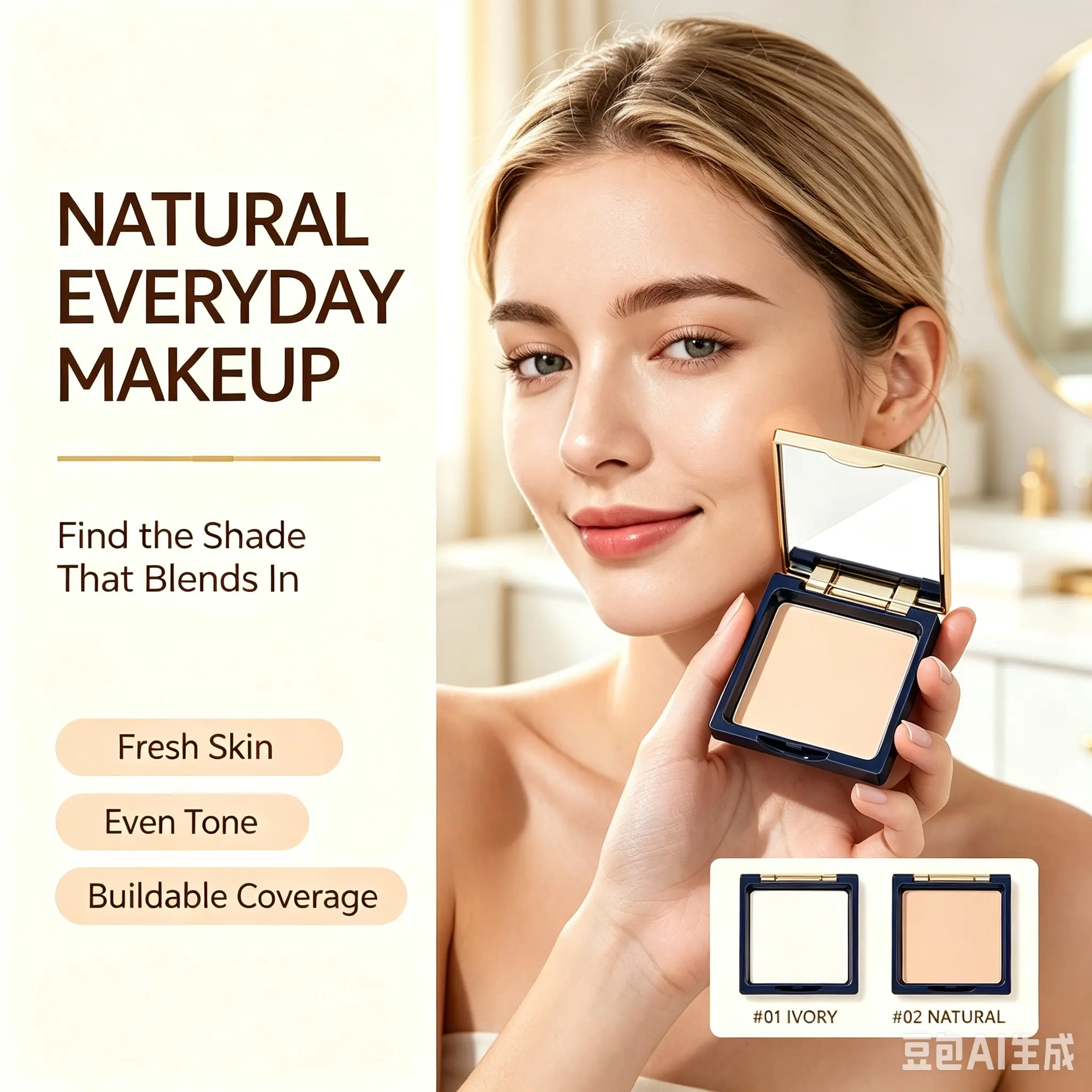 Trendy Matte Smooth Setting Powder Cake, Includes Brush and Mirror, Dual Colors, Lightweight Oil-Control Waterproof Long-Lasting Makeup