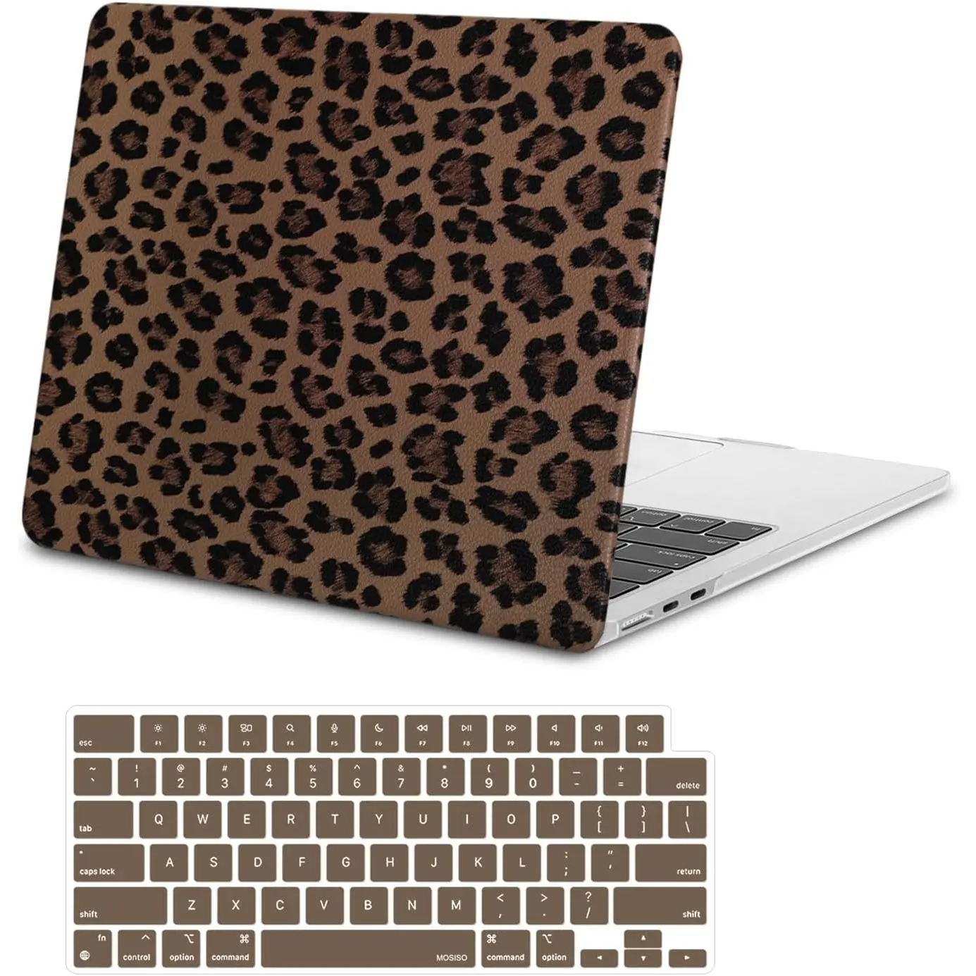 Brown PU Leather Coated Hard Shell & Keyboard Cover for MacBook Air (13 in, 13.6 in) Models M5 2026, M4 2025, M3-M2 2024-2022, A3449, A3240, A3113, A2681