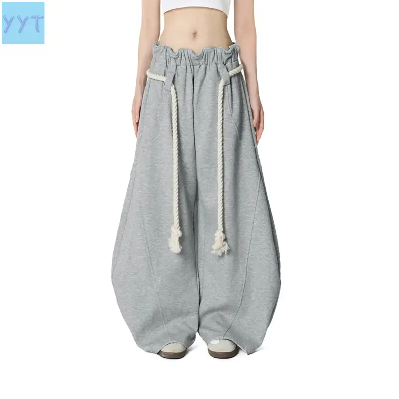 YYT1  Eden Y2K Baggy Pants Ultra Wide Leg Sweatpants  Elastic Waist Trend Lantern Trouser Women's Casual Streetwear Baggy Barrel Sweatpants Clothes Fit, Hand Wash Clothes, Cotton Blend