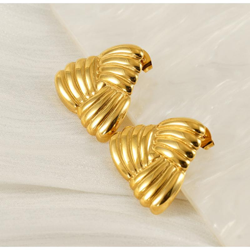 VEVE INS 18k Gold Earrings Spiral Spiral Square Earrings Geometric Striped Earrings