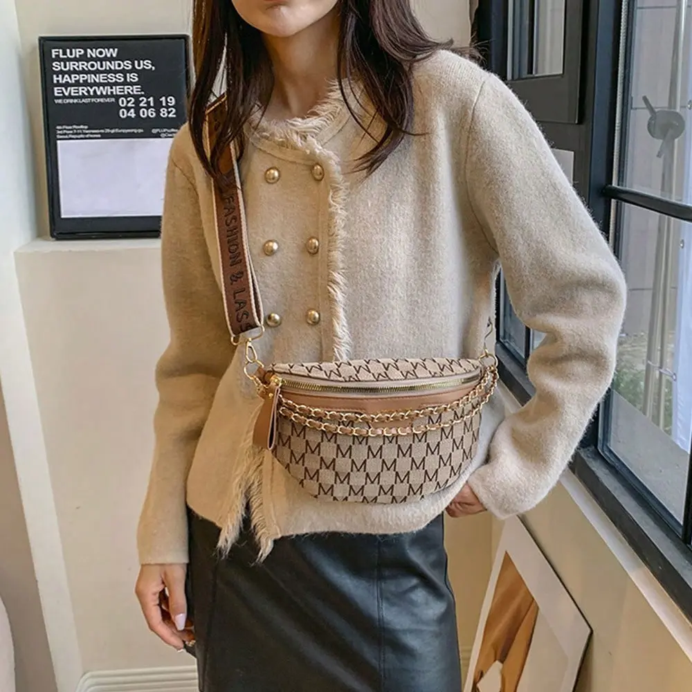 Fanny Pack For Women With Chain Strap, Small Chest Bag And Waist Pack For Phone, Solid Color Winter Crossbody Bag, Ladies Phone Purse And Bolso Mujer, Versatile Travel Essential For Everyday Use, Lightweight Chest Bags For Women With Secure Zipper