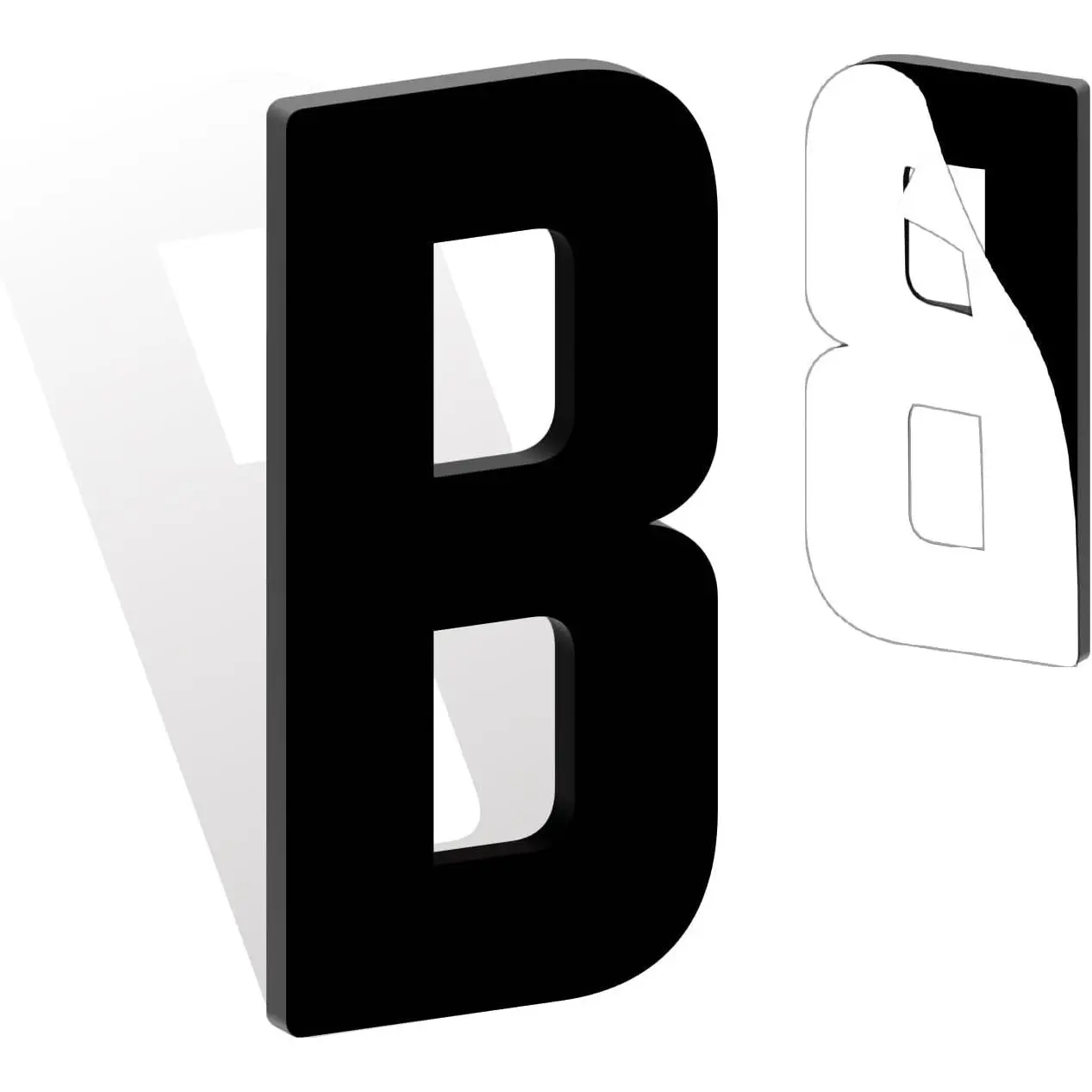 4 Inch Self Adhesive House Numbers, Acrylic Modern House Address Numbers and Letters, Black Adhesive Mailbox Door Number Letters for Office Hotel Apartments Outside (B)