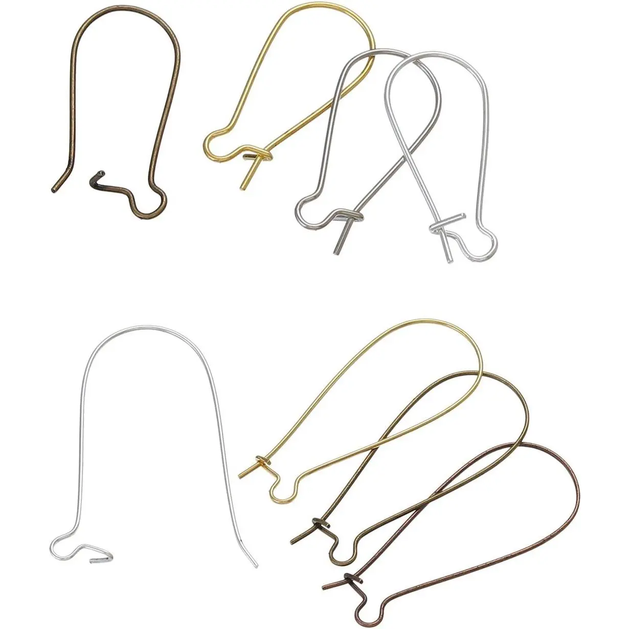 Color Ear Wire Hooks, , Bronze,  Tone Earring Findings, 200 Pack (1 x 3/8")