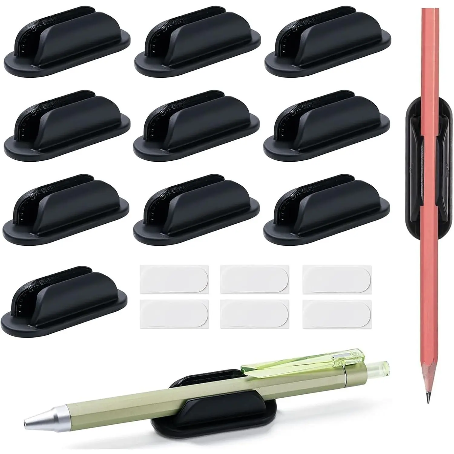 10 Pack Adhesive Pencil Holders for Desk,Silicone Flexible Pen Holder for Wall, Office, School,Home,Classroom Must Haves,Teacher Supplies Accessories,Desk Organizer,Small Gift Back to school