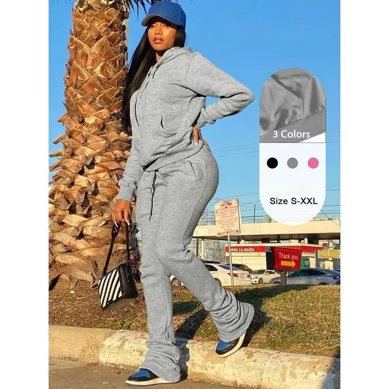 Womens Sweatshirt  2 Piece Pants Set Tracksuit Winterm Joggers Jogging Sets Solid Color Hoodie Sweatsuits